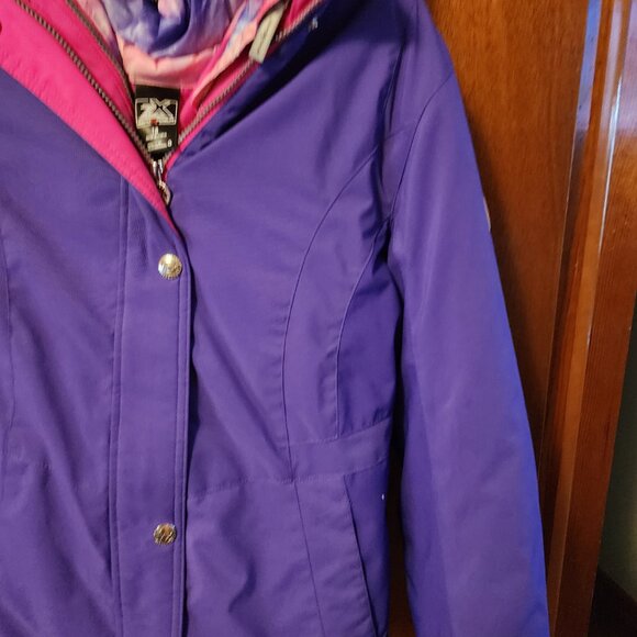 Girls Size 18 ZeroXposur Purple/Pink Removable Lining Zip Up Hooded Puffer Coat - Picture 5 of 12